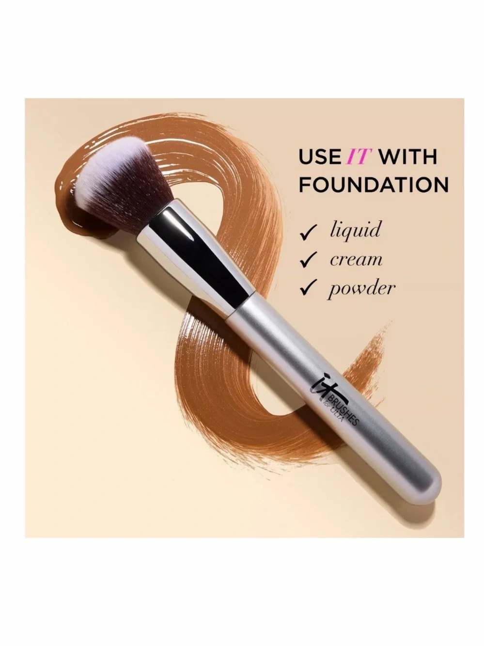 IT Cosmetics Dome Shaped Airbrush Blurring Foundation Brush #101, NWT